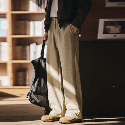 高級感垂墜感老錢風休閒褲男士2025秋冬款寬鬆直筒運動衛褲