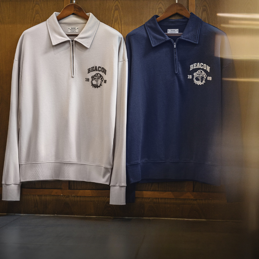 美式復古立體刺繡半開襟衛衣休閒翻領套頭polo衫上衣男春