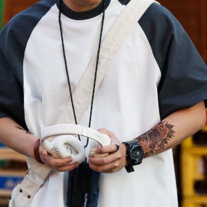 重磅305g撞色挿件短袖T恤男美式休閒寬鬆運動百搭打底衫