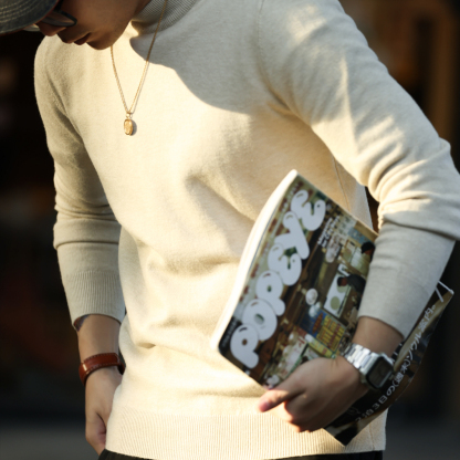 美式休閒自發熱半高領綿羊毛衫男修身保暖打底針織上衣