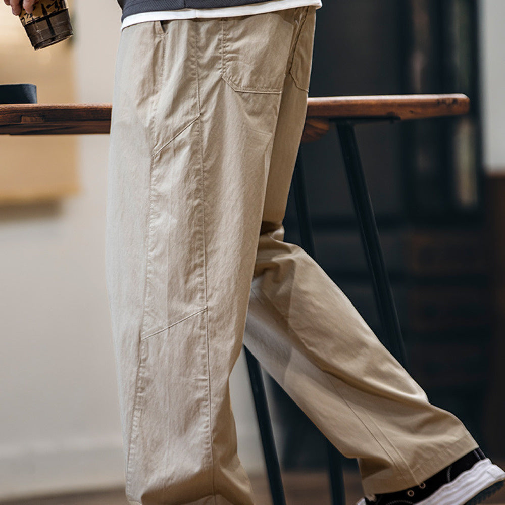 萊賽爾速幹休閒褲男春夏2025新款潮牌美式寬鬆直筒褲子彈力工裝褲