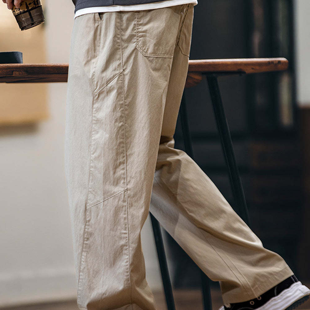 萊賽爾速幹休閒褲男春夏2025新款潮牌美式寬鬆直筒褲子彈力工裝褲