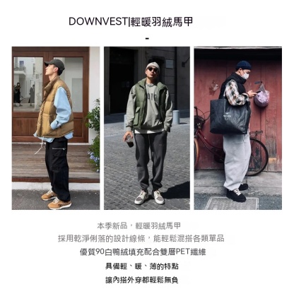 美式休閒輕薄羽絨馬甲鴨絨保暖立領內搭外穿背心馬夾男秋-Retro's Wear