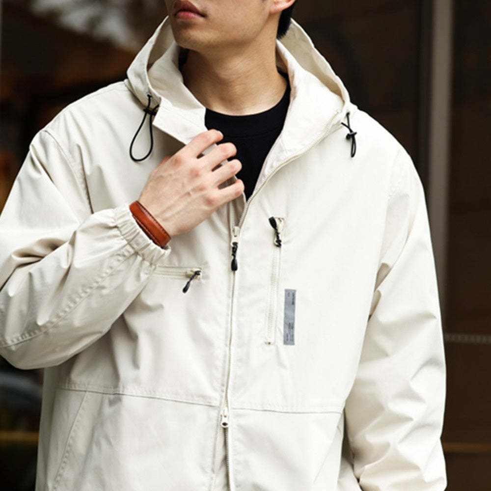 美式戶外運動衝鋒衣男寬鬆連帽工裝機能防潑水休閒夾克登山服-Retro's Wear