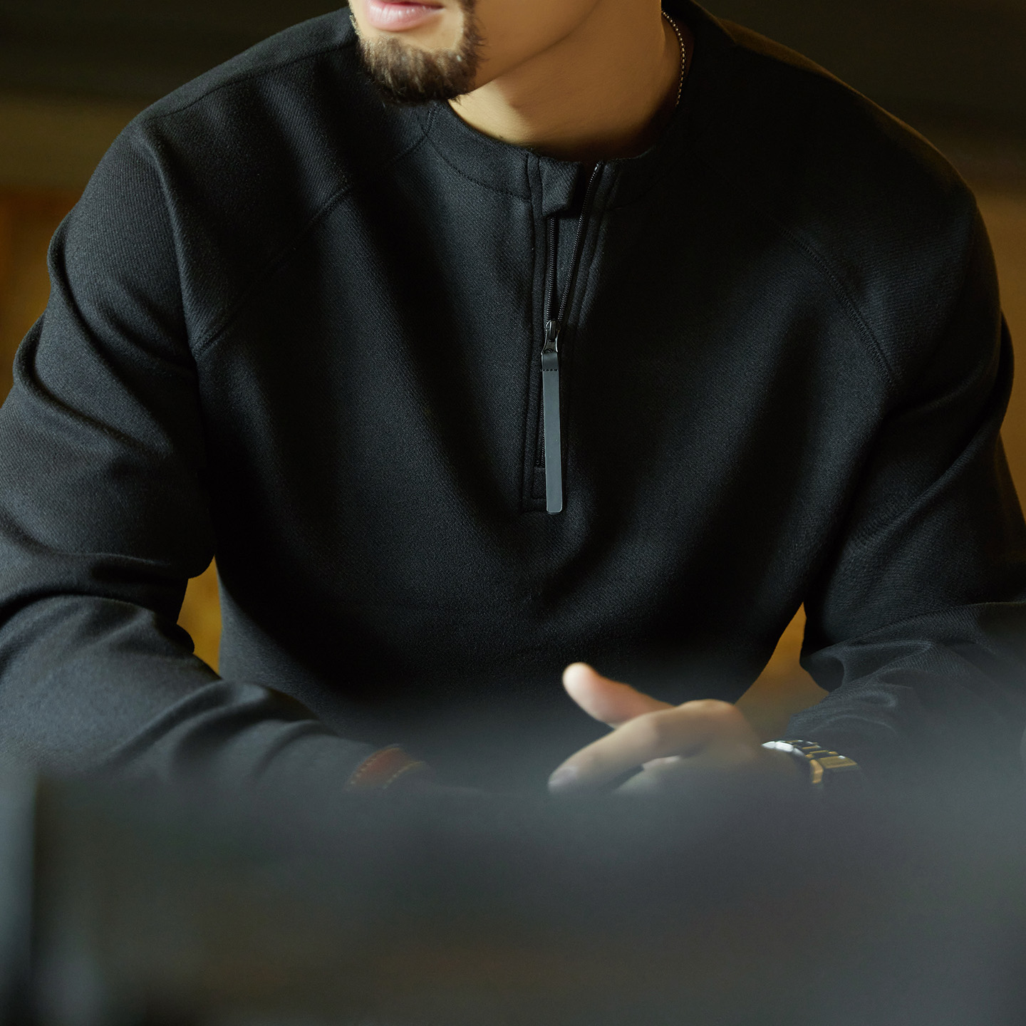 美式復古黑色半拉鍊長袖t恤男2025秋季新款插肩袖打底衫內搭上衣