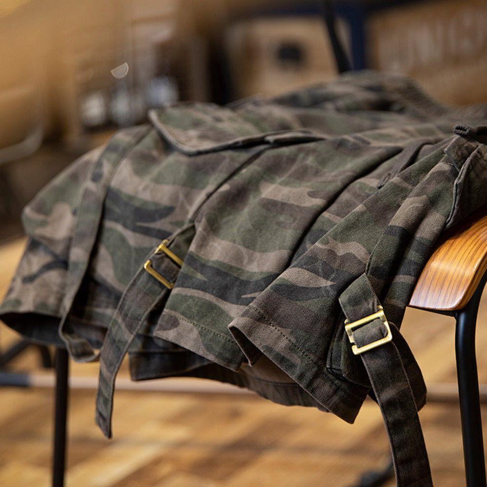 美式復古迷彩工裝短褲男夏季2025新款純棉五分休閒褲寬鬆潮牌中褲