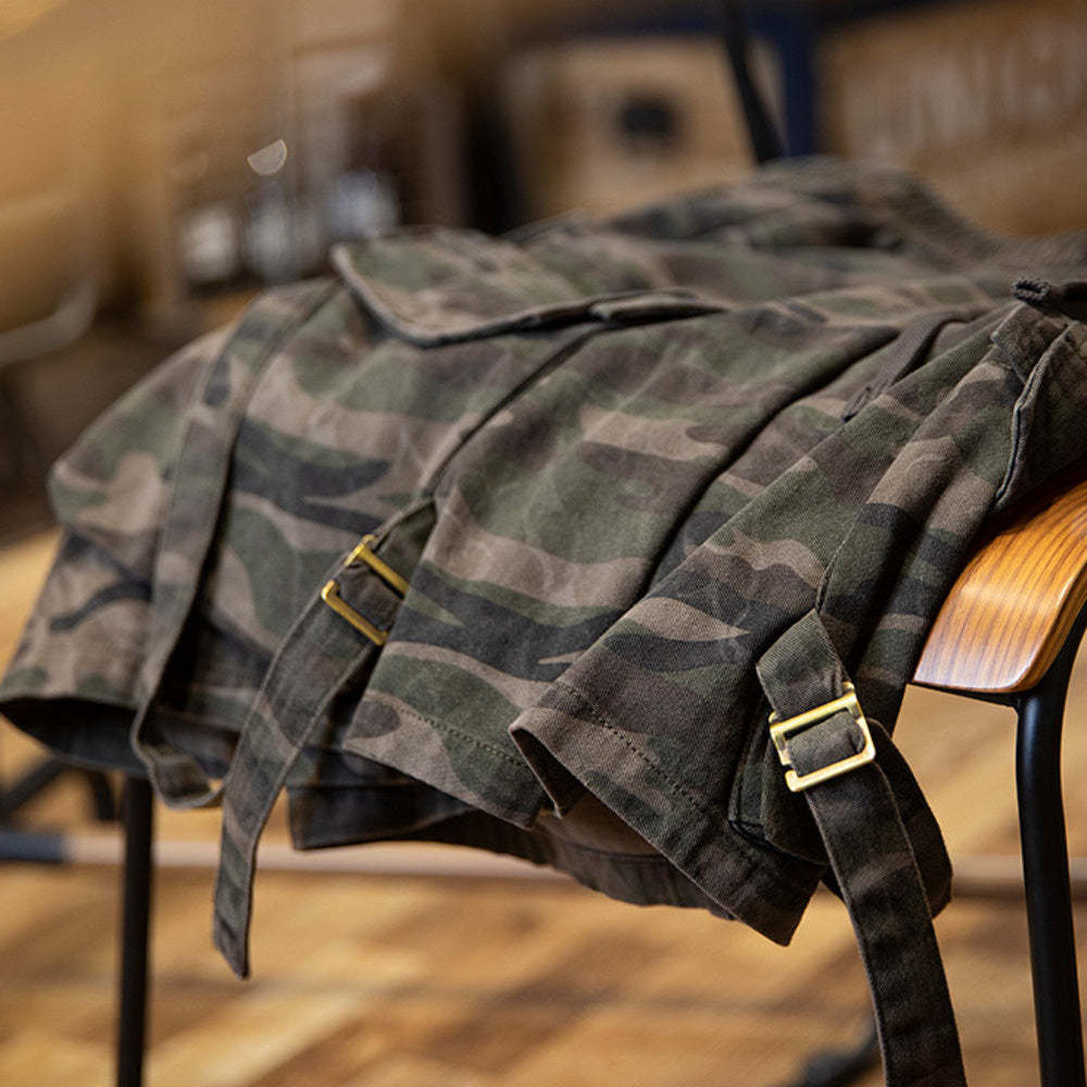 美式復古迷彩工裝短褲男夏季2025新款純棉五分休閒褲寬鬆潮牌中褲