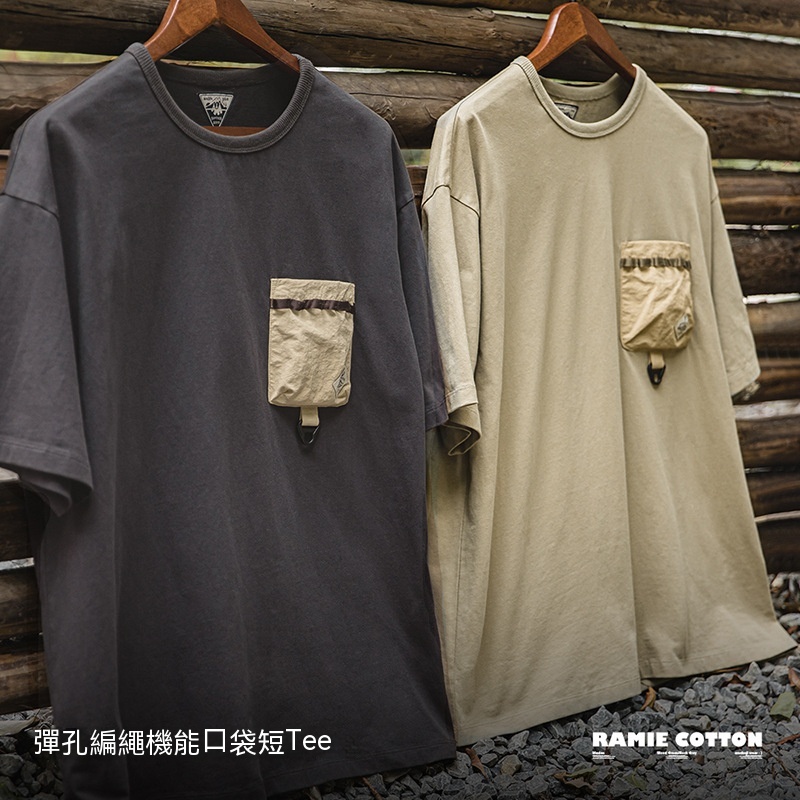 美式休閒戶外機能風短袖T恤純棉口袋撞色體恤拼接Tee男-Retro's Wear