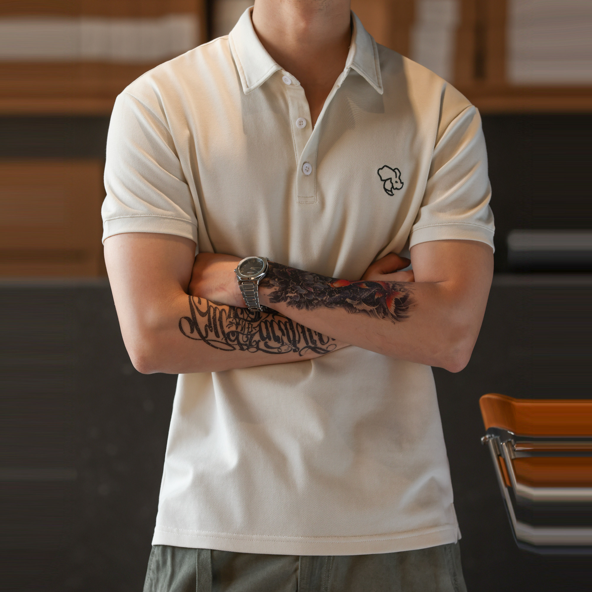 夏季亞麻桑蠶絲短袖POLO衫男220g珠地棉刺繡休閒翻領TEE