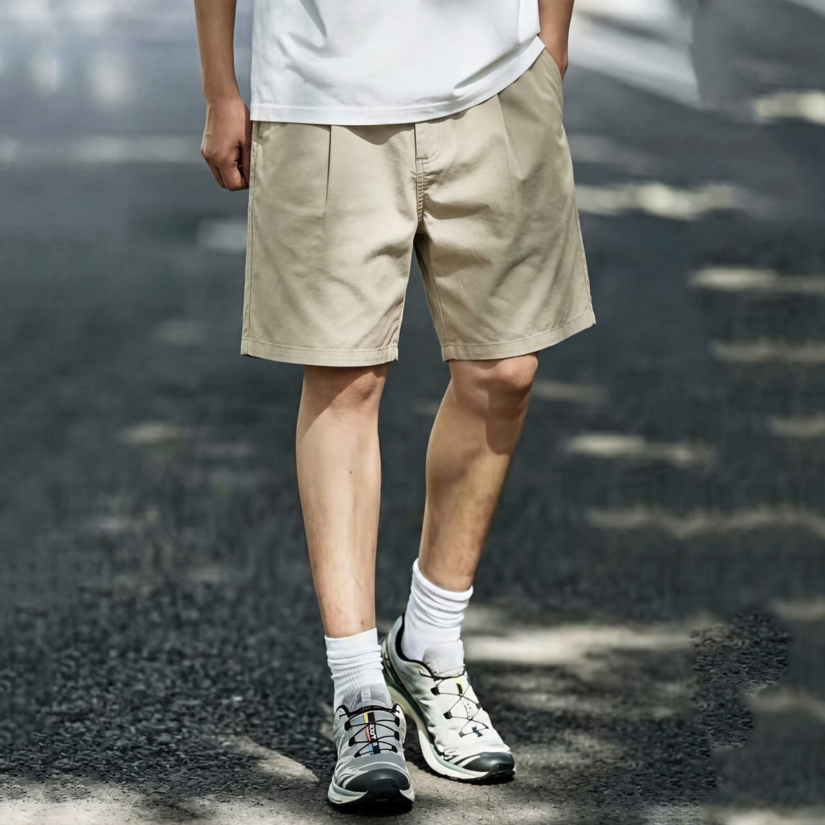萊賽爾亞麻夏季透氣百搭休閒短褲男士寬鬆直筒五分褲