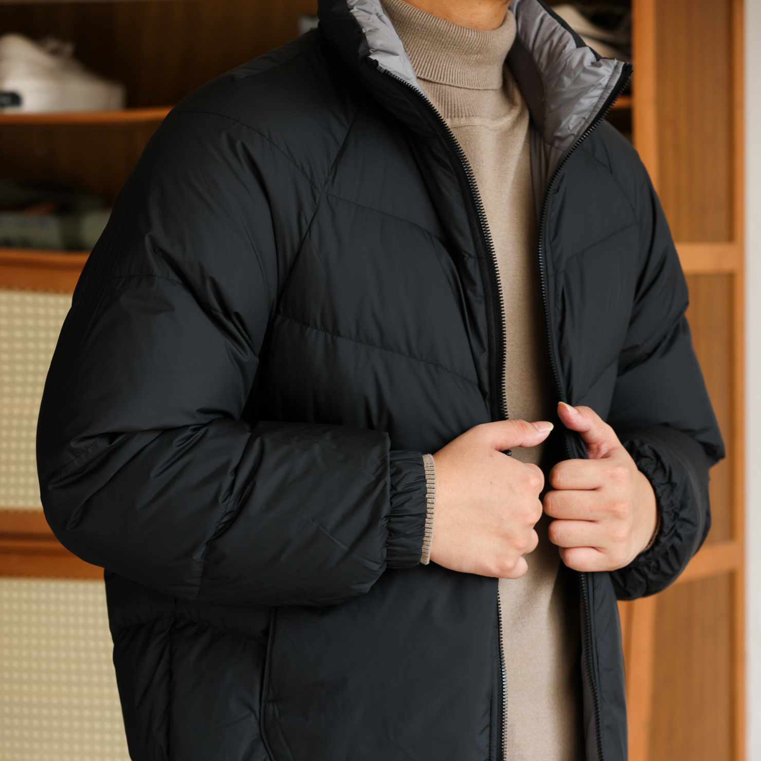 美式休閒排骨立領羽絨服男輕量防寒保暖90白鴨絨外套冬