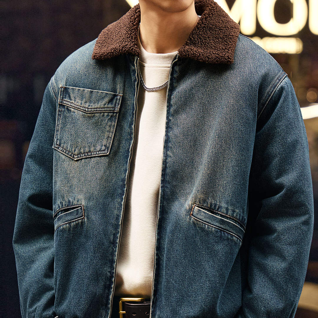 重磅羊羔絨加厚棉服外套男冬季牛仔衣加絨保暖工裝夾克