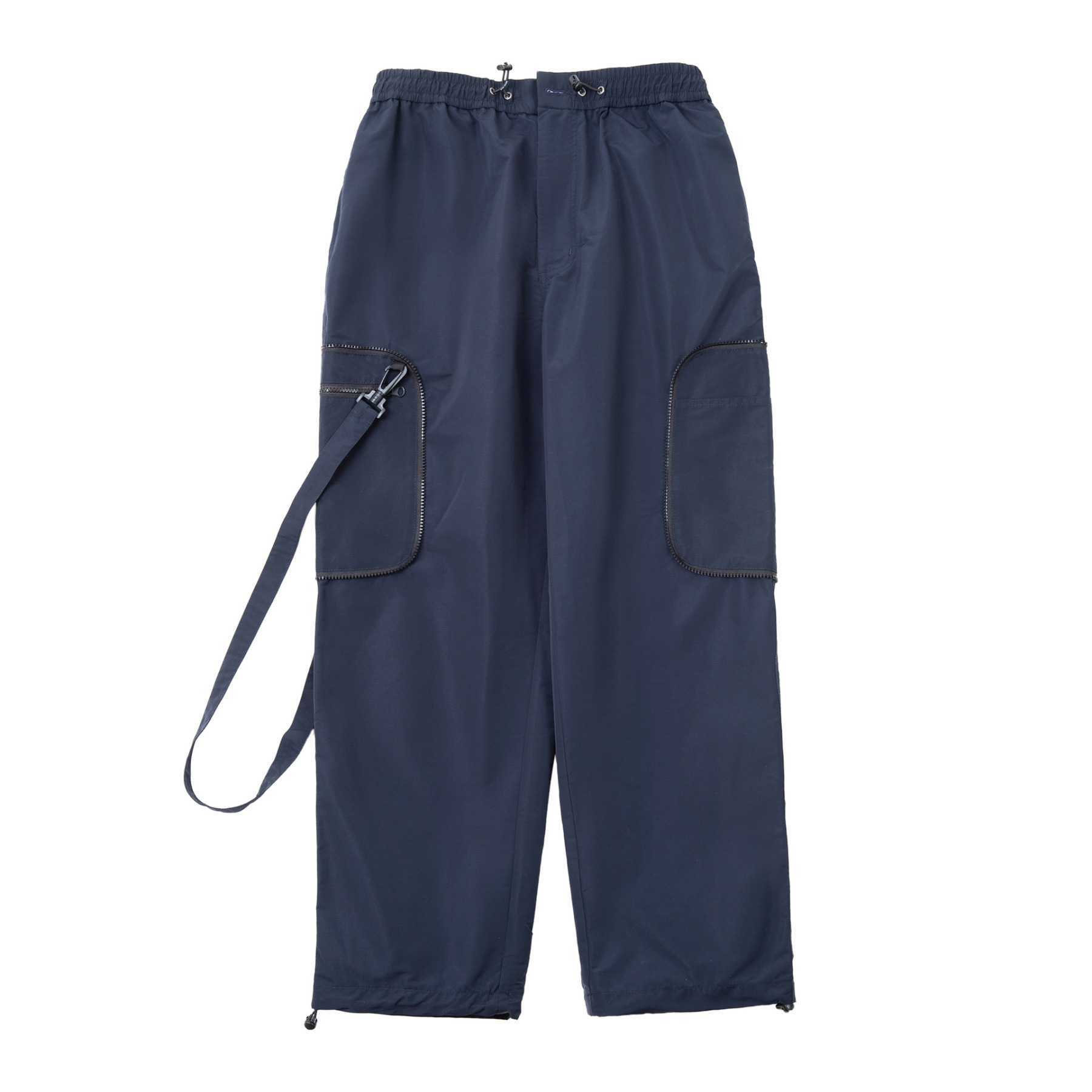 美式休閒多功能直筒褲口袋寬鬆抽繩束腳機能闊腿長褲男秋-Retro's Wear