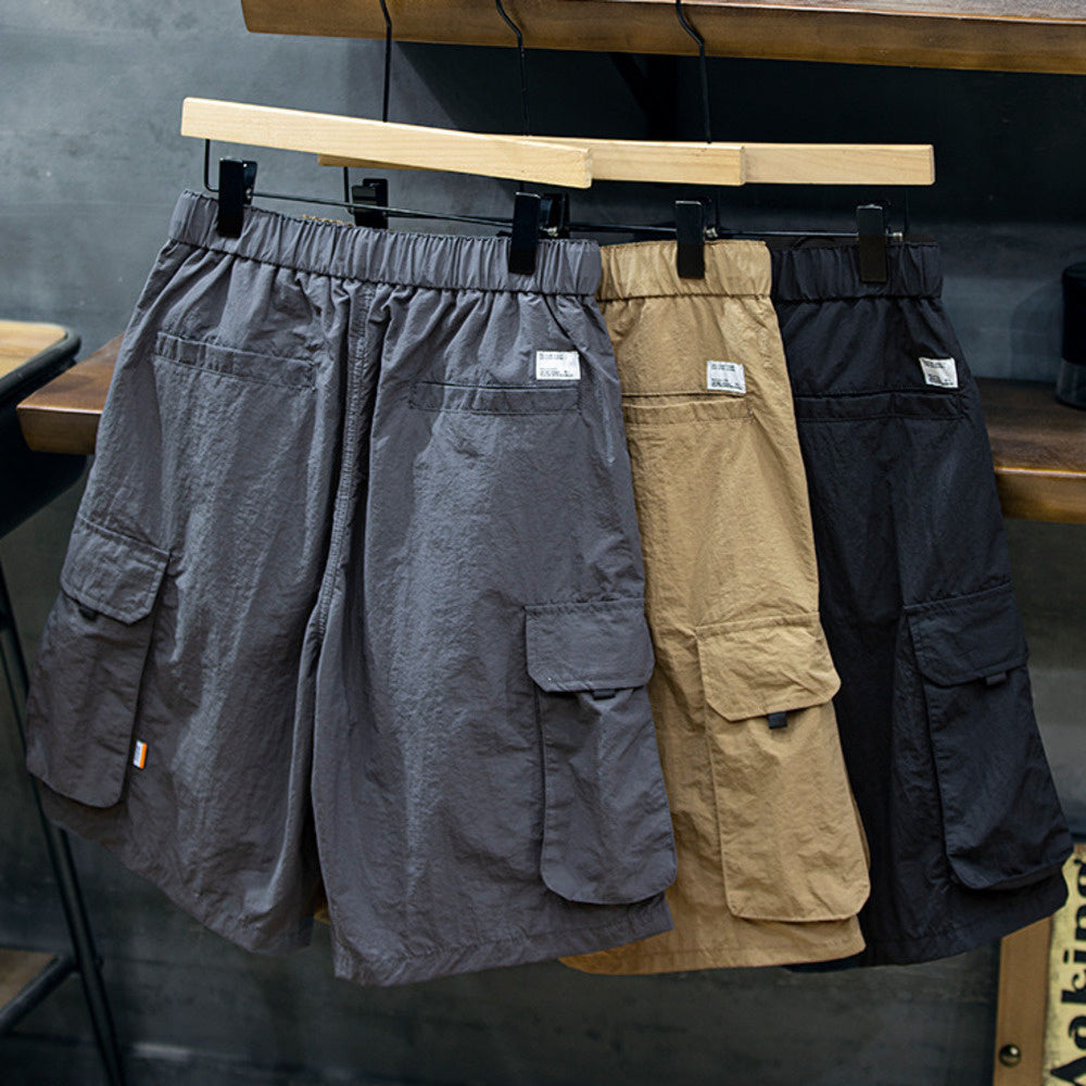 夏季薄款速幹短褲男寬鬆運動美式工裝五分褲男士潮牌大碼休閒中褲