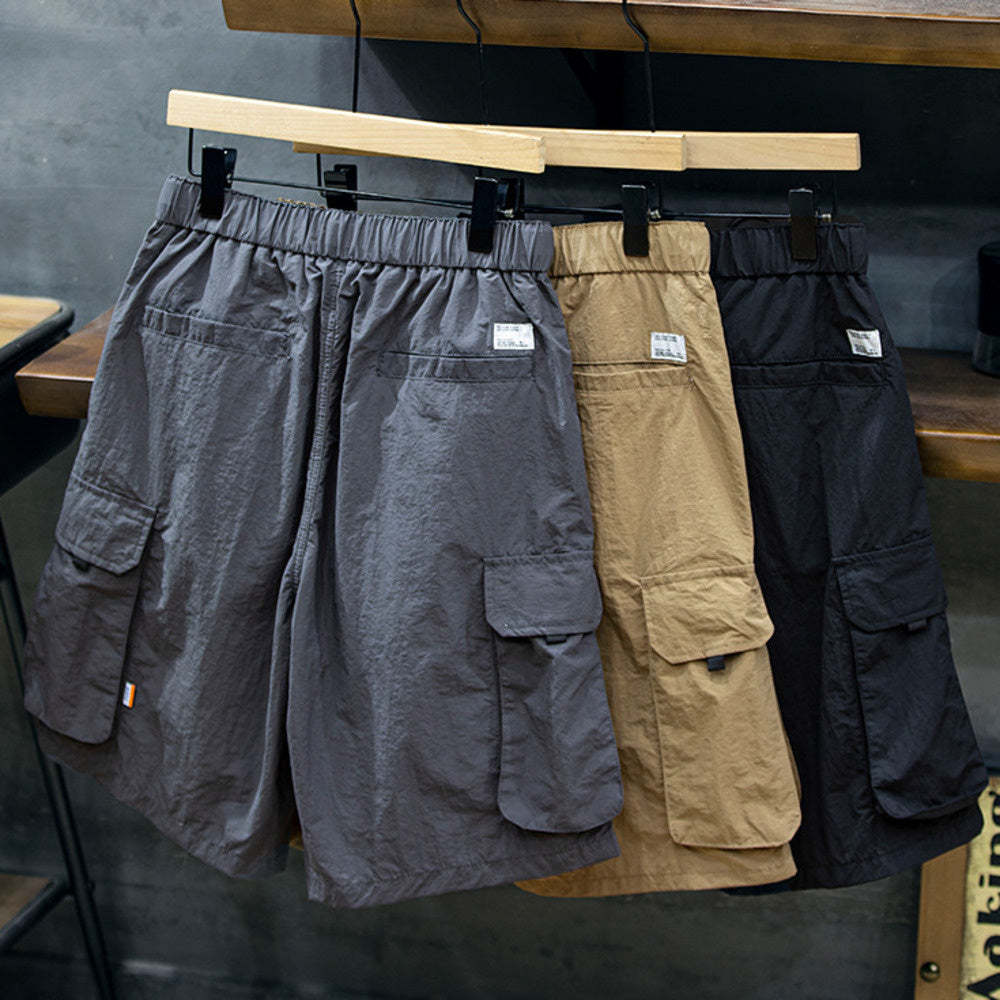 夏季薄款速幹短褲男寬鬆運動美式工裝五分褲男士潮牌大碼休閒中褲