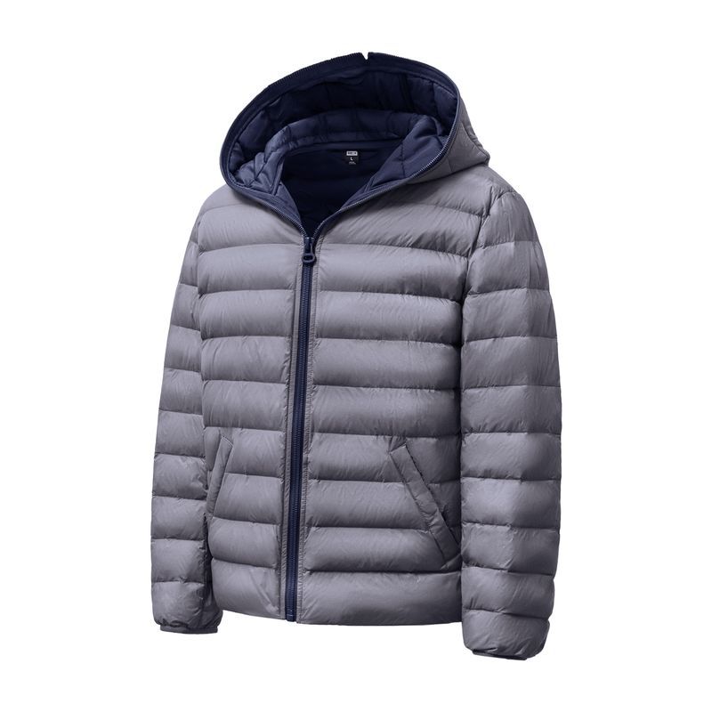 美式輕薄排骨羽絨服男秋冬保暖內膽短款羽絨夾克（連帽）