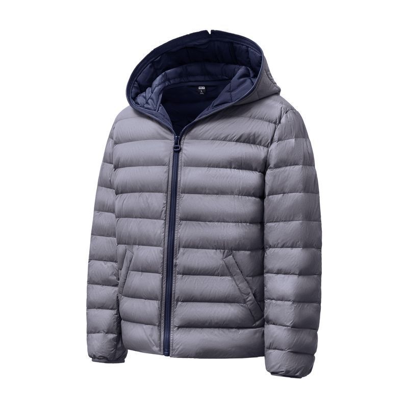 美式輕薄排骨羽絨服男秋冬保暖內膽短款羽絨夾克（連帽）