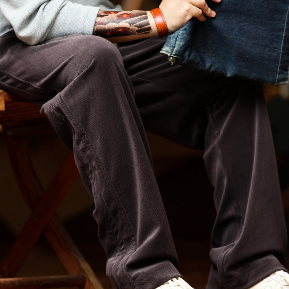 美式垂感雪尼爾休閒褲男重磅復古寬鬆直筒絨面打褶運動衛褲-Retro's Wear