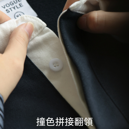 美式復古390g重磅撞色polo衫男學院風小毛圈針織衛衣秋