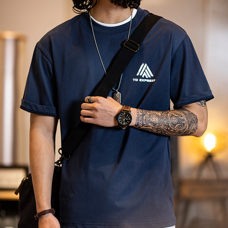 美式休閒印花短袖t恤男夏季2025新款純棉微寬鬆圓領上衣半袖男