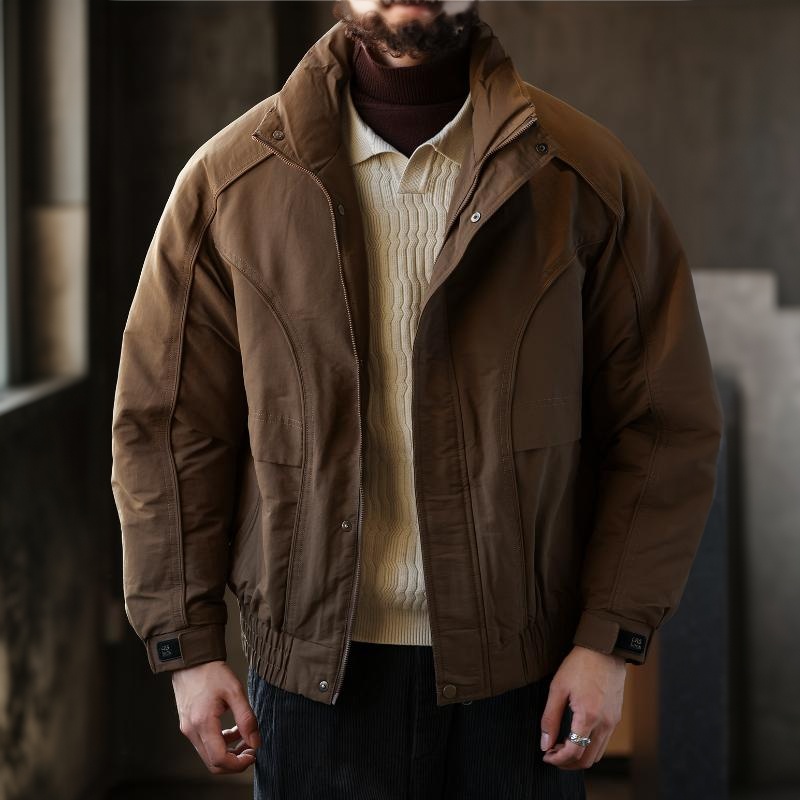 阿美哢嘰復古工裝羽絨夾克男戶外短款獵裝保暖羽絨外套