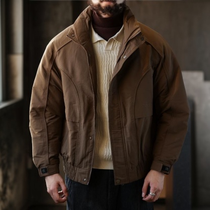 阿美哢嘰復古工裝羽絨夾克男戶外短款獵裝保暖羽絨外套