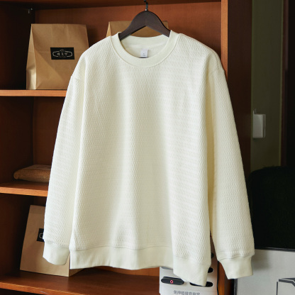 加絨歐棉絨肌理感圓領衛衣男士2025冬季新款內搭加厚保暖長袖上衣