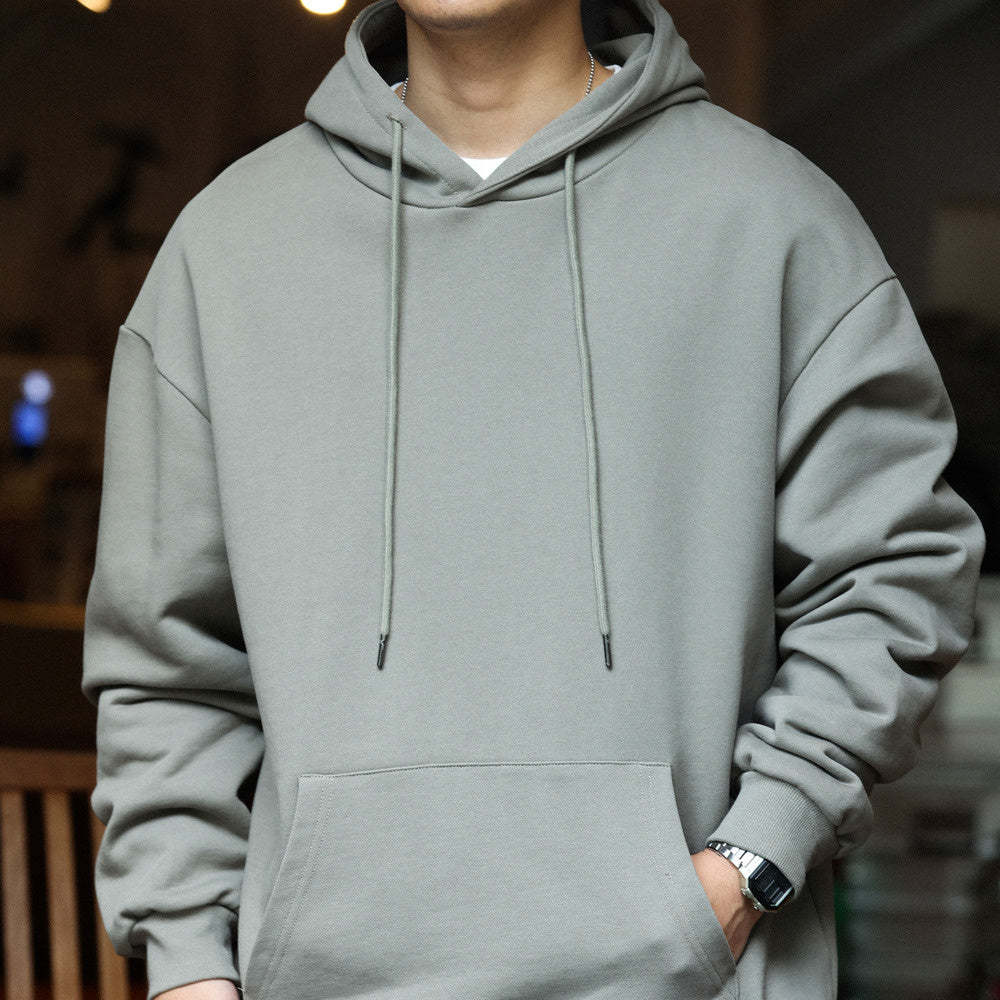 美式休閒480g重磅連帽衛衣男寬鬆純棉毛圈底cleanfit運動帽衫-Retro's Wear