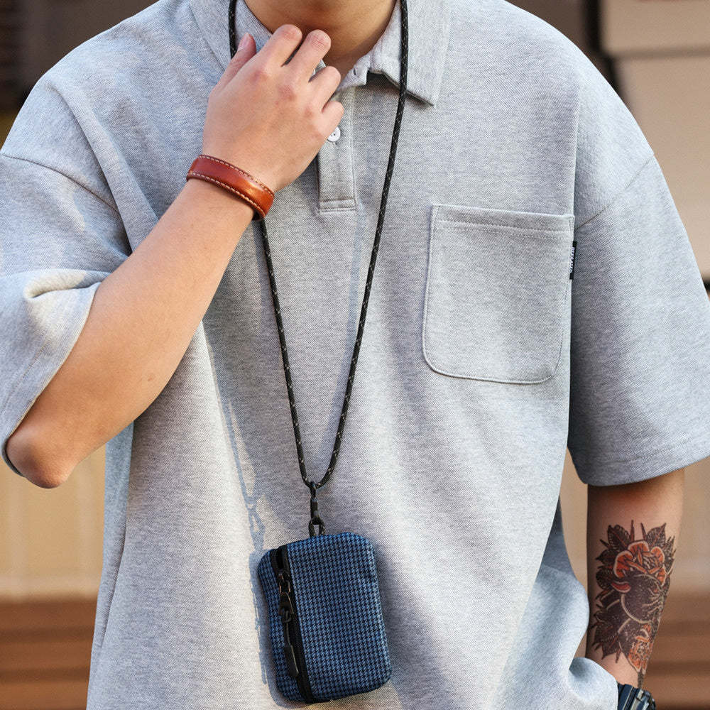 日系休閒340g重磅短袖POLO衫男寬鬆雙珠地口袋翻領上衣