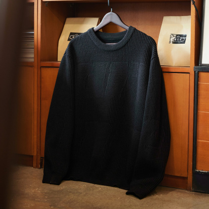 肌理感字母提花圓領毛衣男2025秋冬新款寬鬆休閒慵懶風針織毛線衣