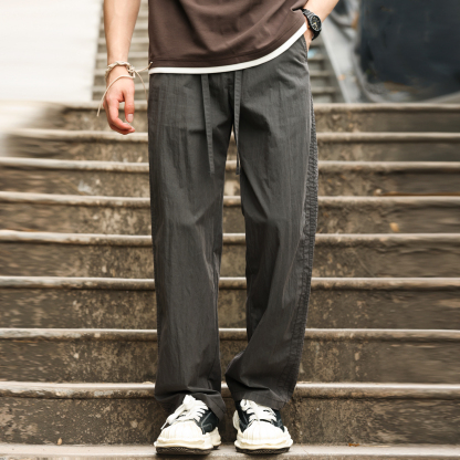 夏季120g輕量感透氣速幹休閒褲男凉感抽繩直筒垂感長褲