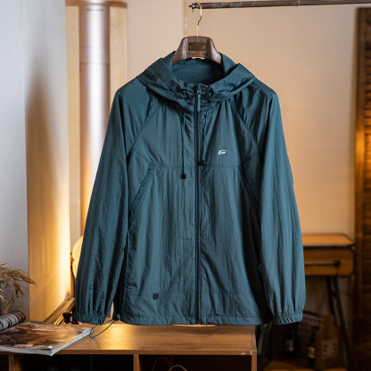 美式防曬衣男款夏季2025新款戶外防紫外線輕薄透氣連帽防曬服外套