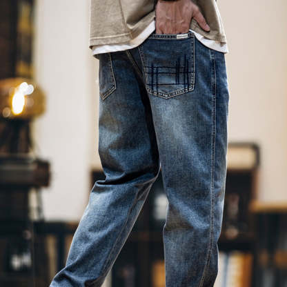 萊賽爾美式牛仔褲男春夏2025新款復古水洗休閒錐形褲男士薄款長褲