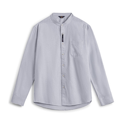 美式牛津布長袖襯衫小高領立領牛津紡純棉襯衣外套男款春