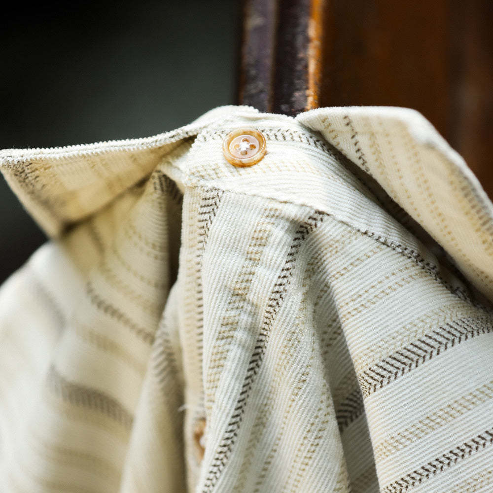 日系復古高級感cleanfit豎條紋襯衫翻領小眾設計感長袖襯衣-Retro's Wear
