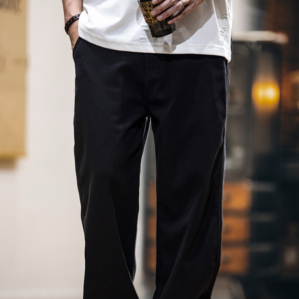 防掉色萊賽爾黑色牛仔褲男2025春夏新款美式復古水洗寬鬆直筒褲