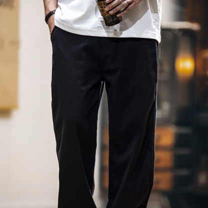 防掉色萊賽爾黑色牛仔褲男2025春夏新款美式復古水洗寬鬆直筒褲