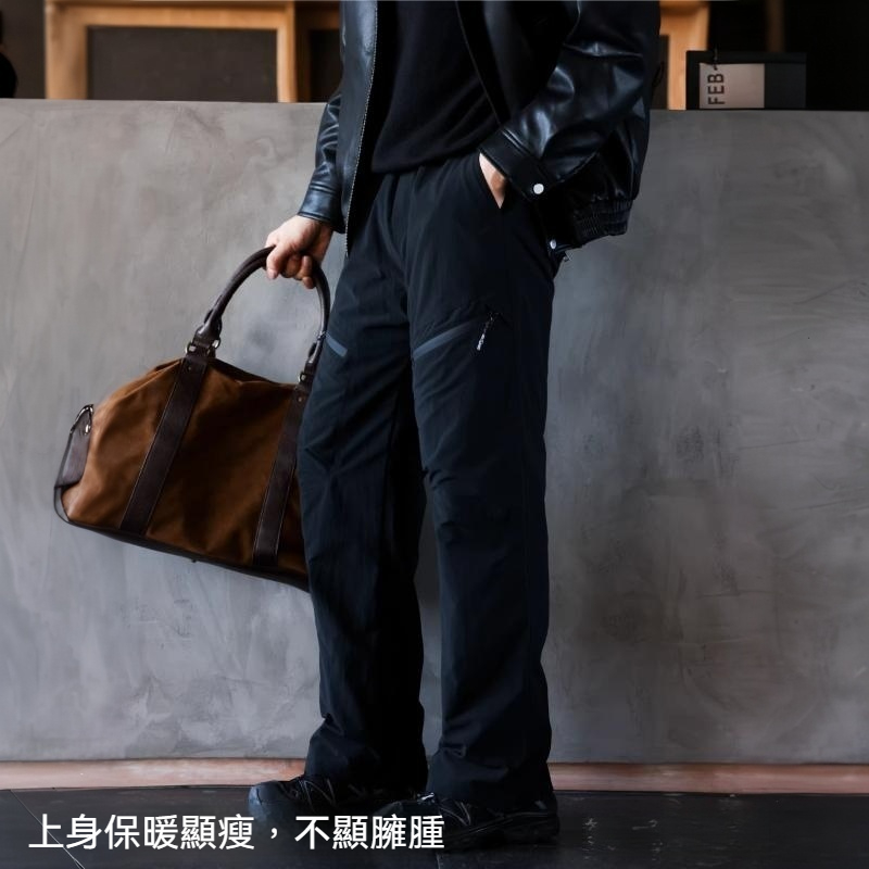 美式軟殼戶外休閒羽絨褲男寬鬆保暖立體裁剪運動工裝褲