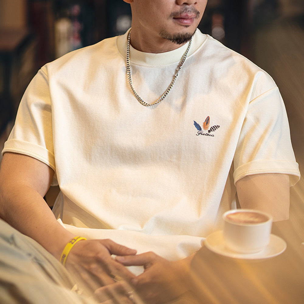 美式復古趣味印花短袖t恤男2025夏季新款寬鬆休閒彩繪半袖體恤