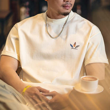 美式復古趣味印花短袖t恤男2025夏季新款寬鬆休閒彩繪半袖體恤