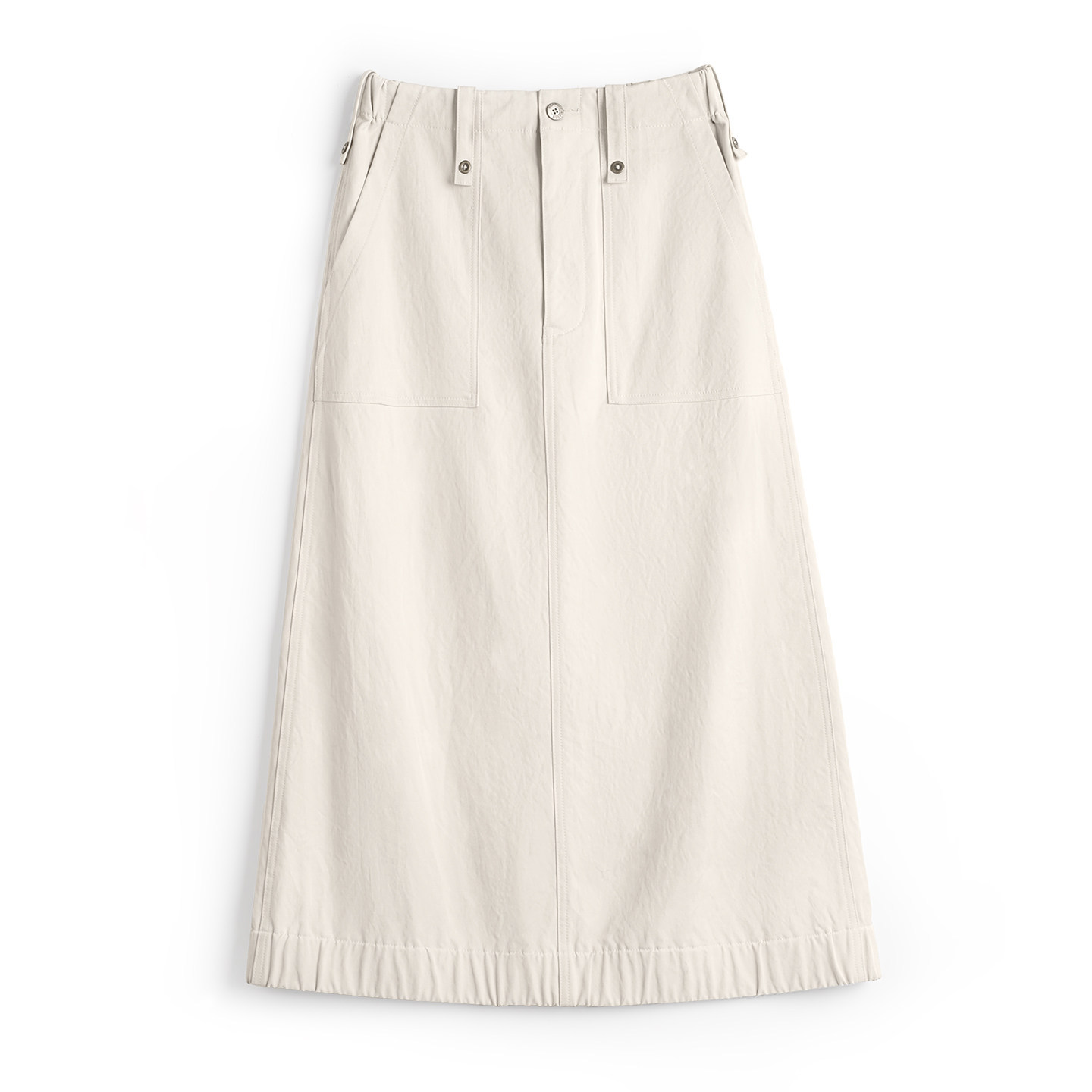 復古米白色高腰垂感顯瘦休閒A字版後開叉直筒工裝半身裙女