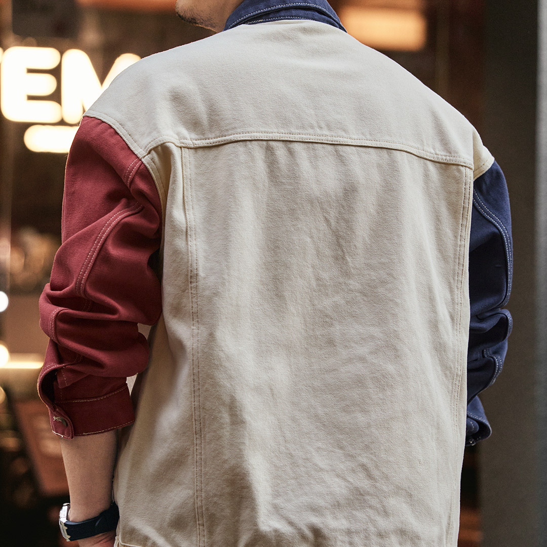 小眾設計撞色拼接夾克男2025秋季新款潮流休閒上衣外套