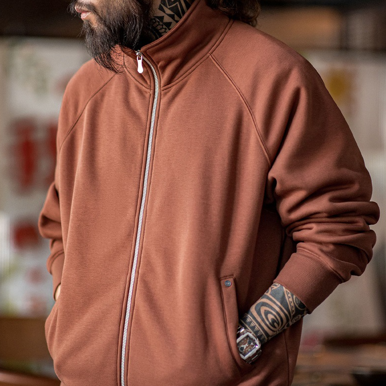 美式休閒搖粒絨開衫衛衣學院風立領加絨運動拉鍊外套男秋-Retro's Wear