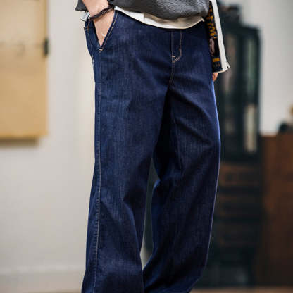 桑蠶絲薄荷纖維原色薄款牛仔褲男春夏2025新款防褪色寬鬆直筒長褲