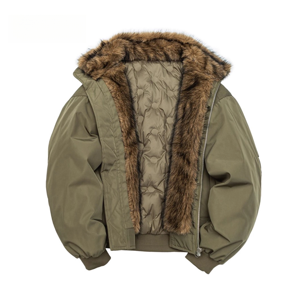 美式復古坦克手工裝羽絨服男重磅保暖毛邊領座山雕外套