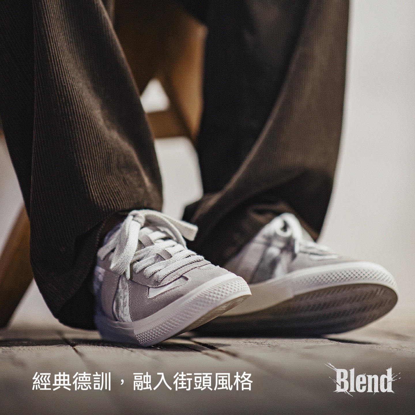 灰影德訓鞋男春季新款復古紮染帆布板鞋平底休閒百搭阿甘鞋子