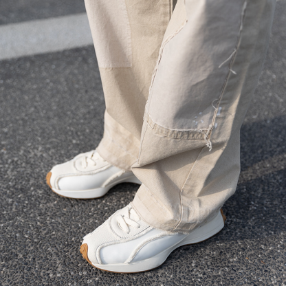 須邊慢跑鞋男2025春季新款透氣運動休閒鞋百搭復古阿甘鞋潮鞋