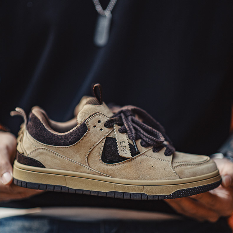 火星之旅滑板鞋男春新款透氣運動休閒鞋厚底復古小眾潮面包鞋-Retro's Wear