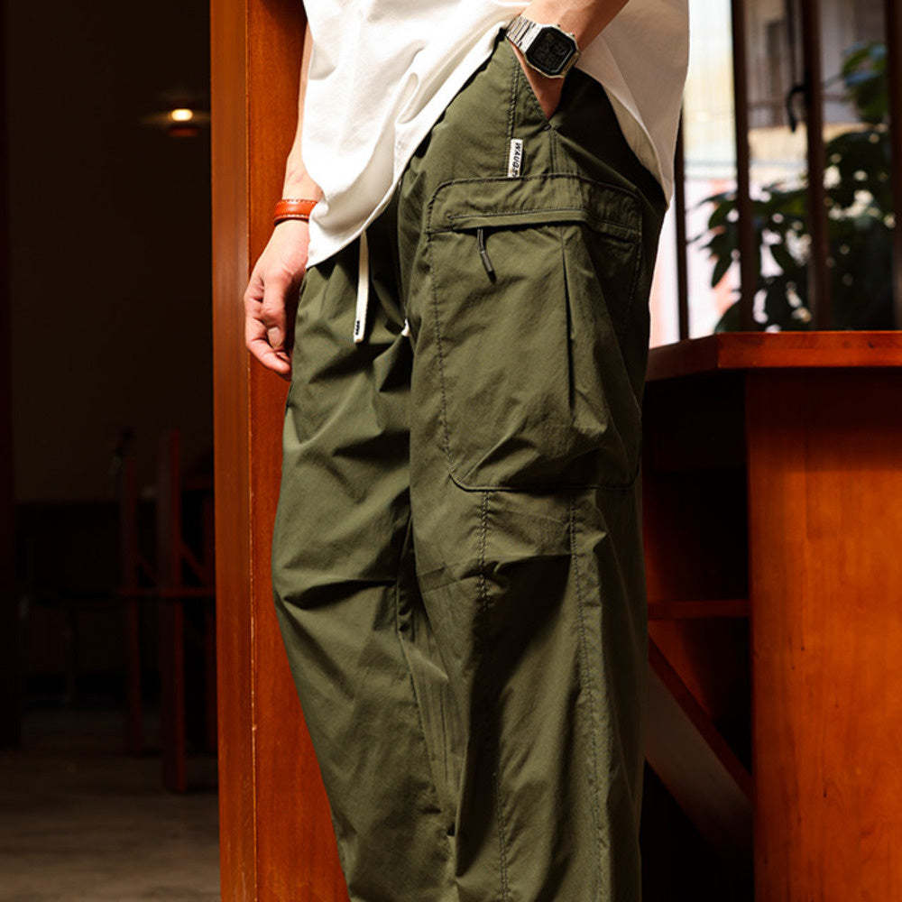美式復古多口袋工裝褲男cleanfit戶外運動寬鬆直筒休閒褲