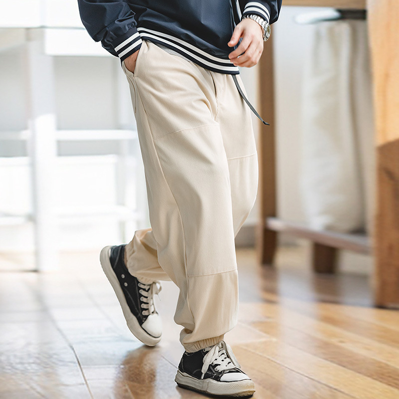 美式復古燈芯絨束腳休閒褲寬鬆拼接cityboy衛褲長褲男秋-Retro's Wear
